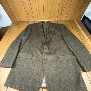 Jos A Bank Gordon 46‎ Long Camel Hair Herringbone Tweed Sport Coat Blazer